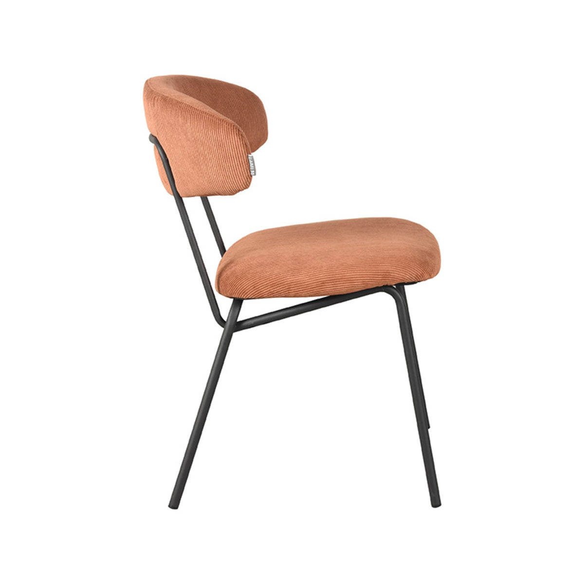 Eetkamerstoel Zack - Rust - Ribcord - Zwart Metalen Frame
