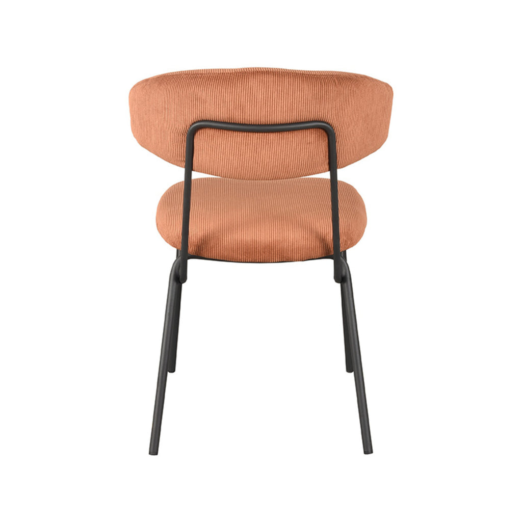 Eetkamerstoel Zack - Rust - Ribcord - Zwart Metalen Frame