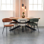 Eetkamerstoel Zack - Rust - Ribcord - Zwart Metalen Frame
