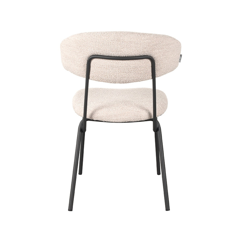 Eetkamerstoel Zack - Naturel - Boucle - Zwart Metalen Frame