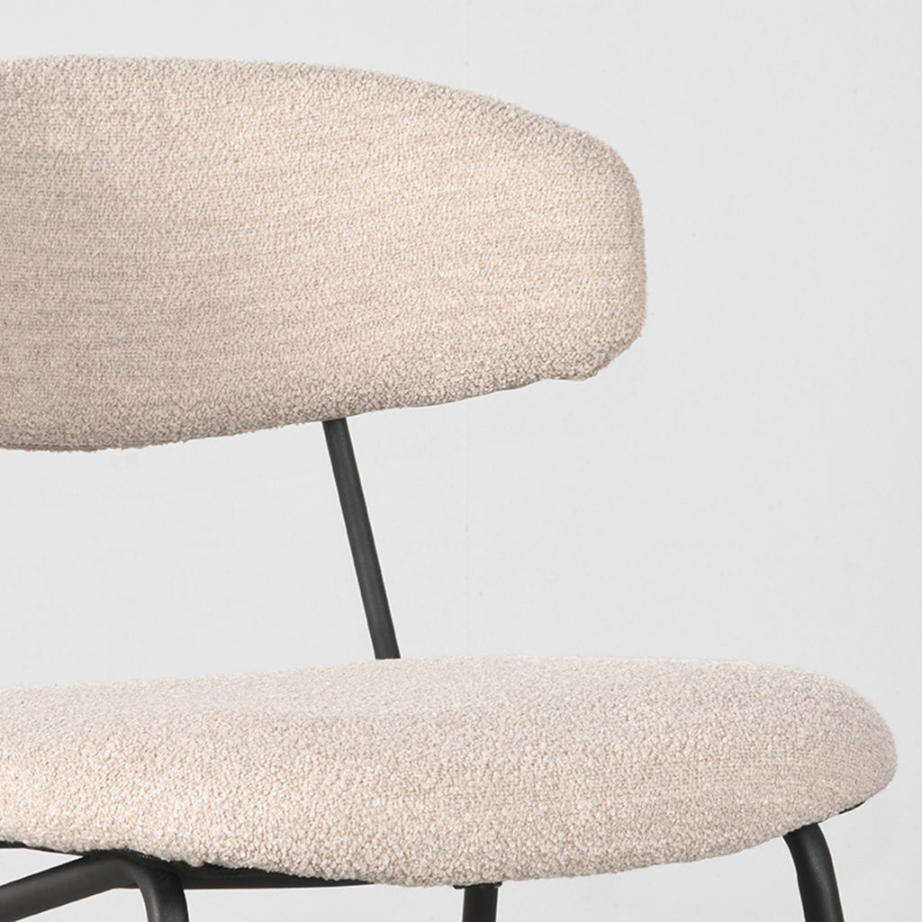 Eetkamerstoel Zack - Naturel - Boucle - Zwart Metalen Frame