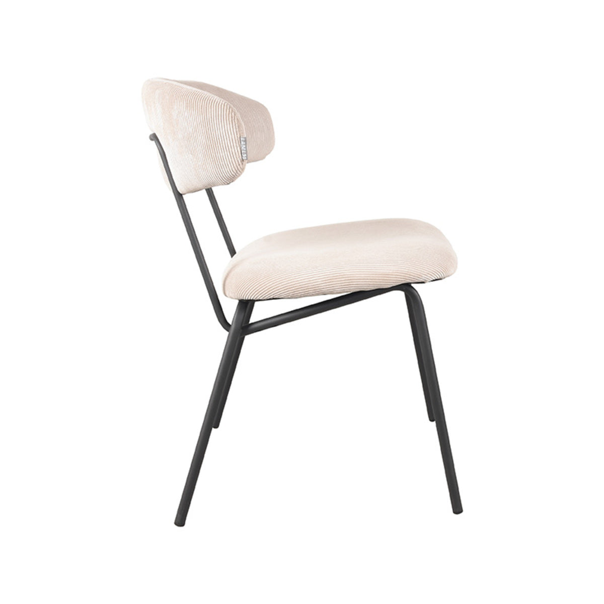 Eetkamerstoel Zack - Naturel - Ribcord - Zwart Metalen Frame