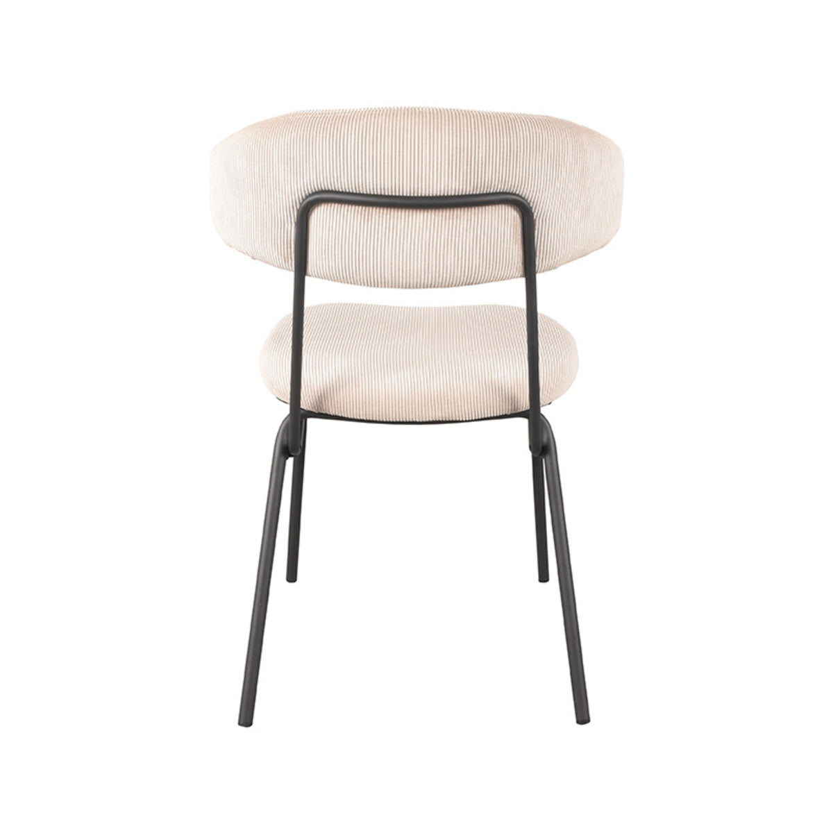 Eetkamerstoel Zack - Naturel - Ribcord - Zwart Metalen Frame