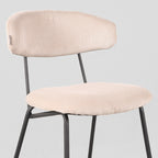 Eetkamerstoel Zack - Naturel - Ribcord - Zwart Metalen Frame