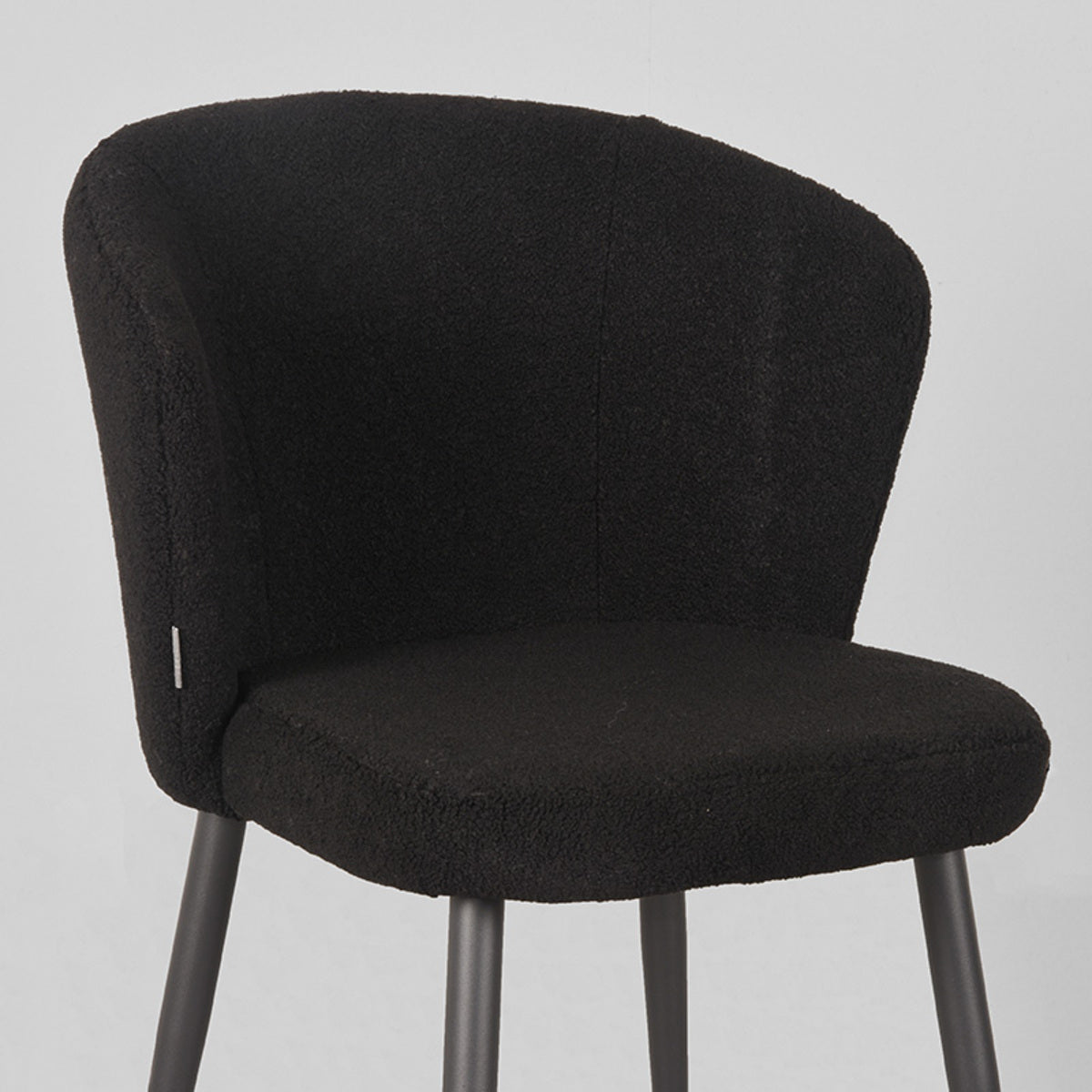 Eetkamerstoel Whirl - Zwart - Teddy - Zwart Metalen Frame