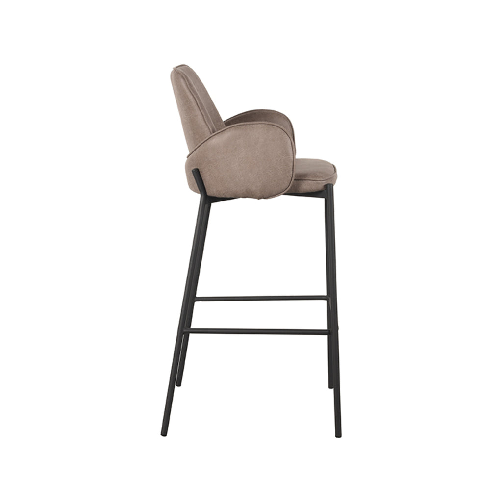 Barkruk Joni - Taupe - Micro Suede - Hoog