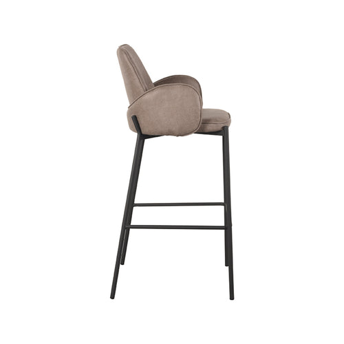Barkruk Joni - Taupe - Micro Suede - Hoog