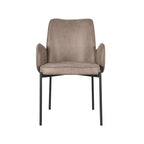 Eetkamerstoel Joni - Taupe - Micro Suede - Zwart Metalen Frame
