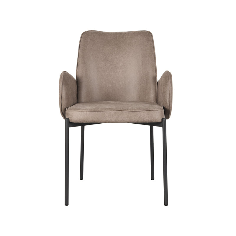 Eetkamerstoel Joni - Taupe - Micro Suede - Zwart Metalen Frame