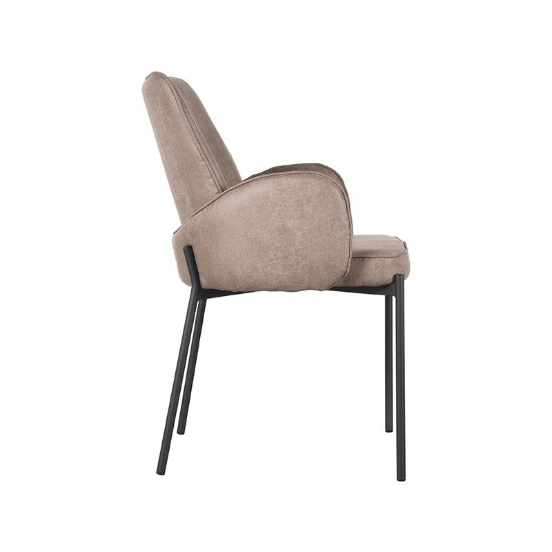 Eetkamerstoel Joni - Taupe - Micro Suede - Zwart Metalen Frame
