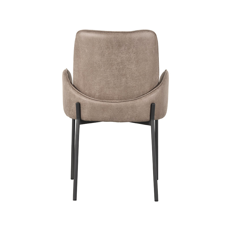 Eetkamerstoel Joni - Taupe - Micro Suede - Zwart Metalen Frame