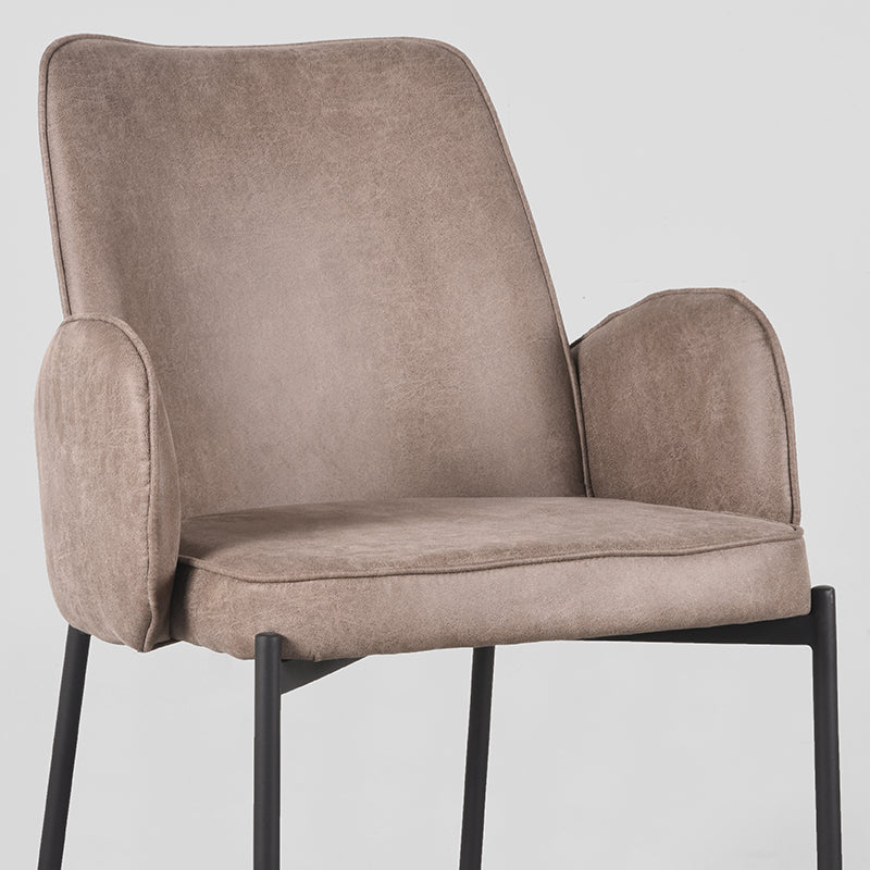 Eetkamerstoel Joni - Taupe - Micro Suede - Zwart Metalen Frame