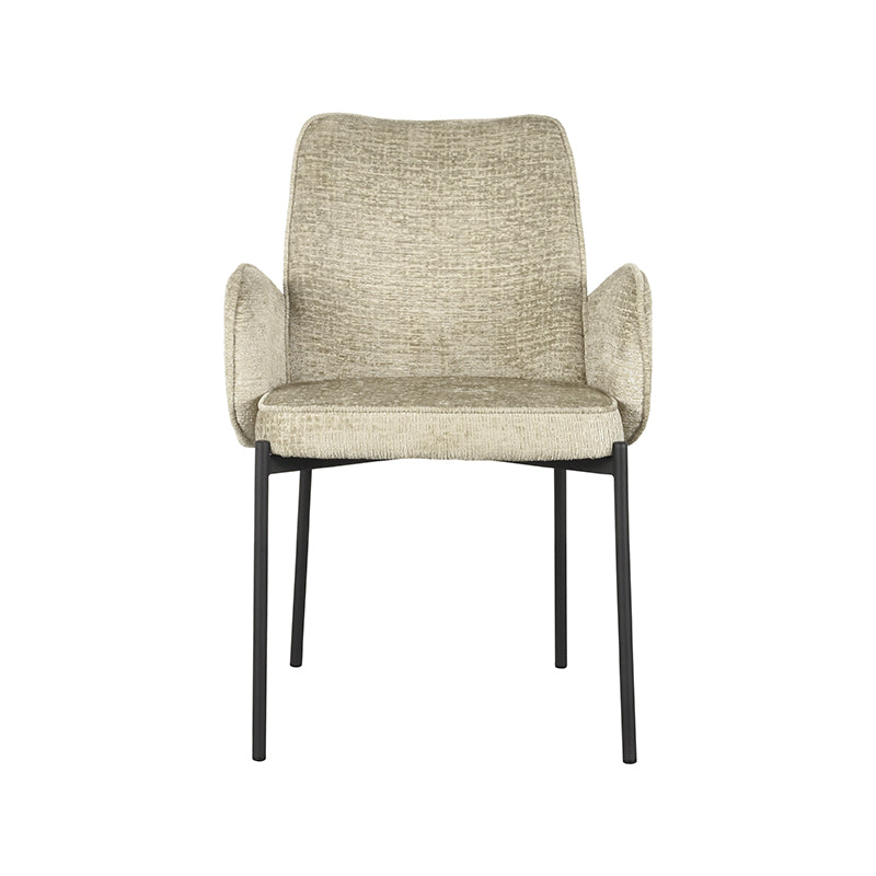 Eetkamerstoel Joni - Beige - Elegance - Zwart Metalen Frame