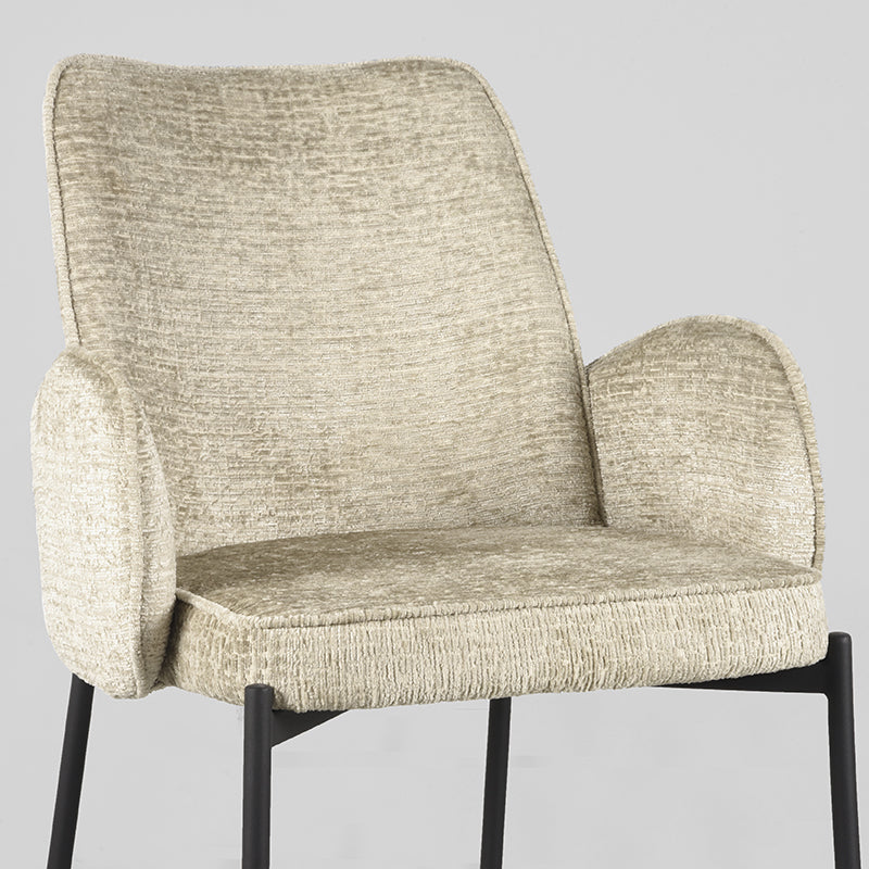 Eetkamerstoel Joni - Beige - Elegance - Zwart Metalen Frame