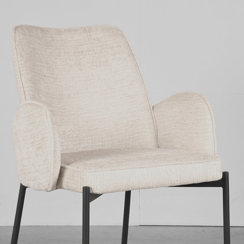 Eetkamerstoel Joni - Creme - Elegance - Zwart Metalen Frame