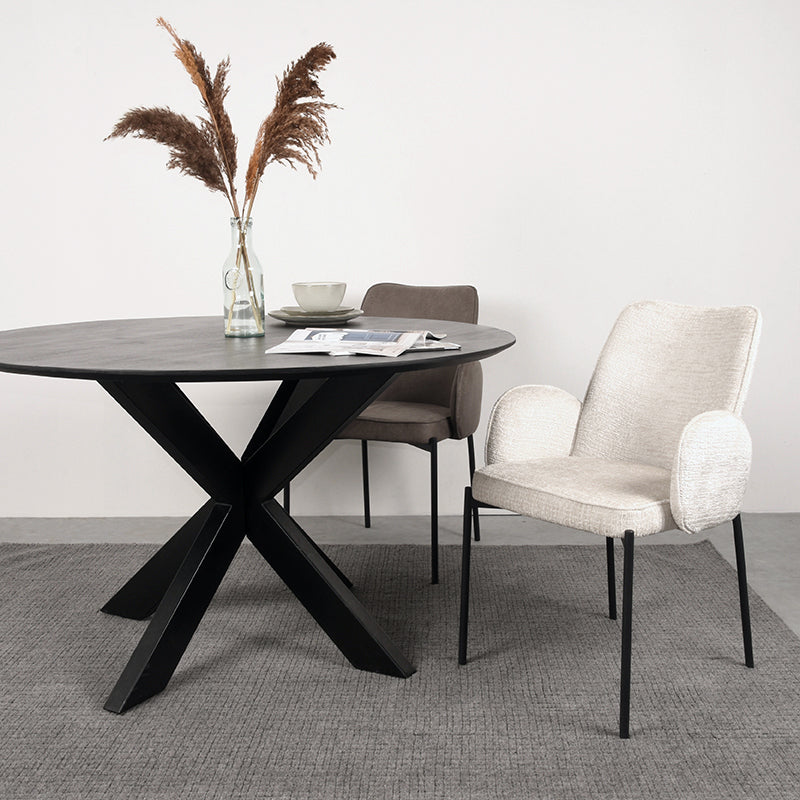 Eetkamerstoel Joni - Creme - Elegance - Zwart Metalen Frame