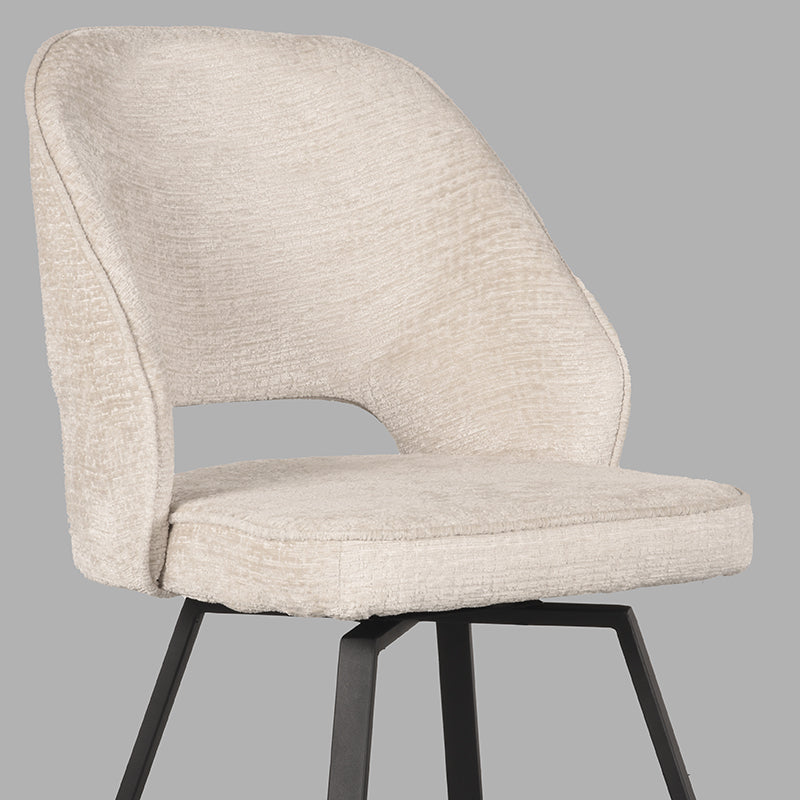 Eetkamerstoel Lewis - Creme - Elegance - Zwart Metalen Frame