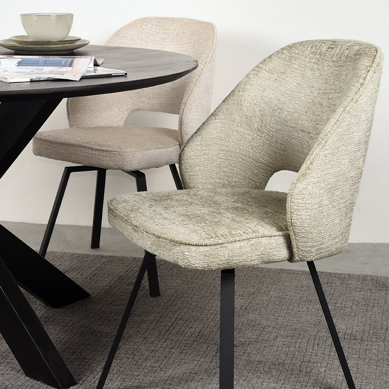 Eetkamerstoel Lewis - Beige - Elegance - Zwart Metalen Frame
