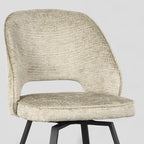 Eetkamerstoel Lewis - Beige - Chenille - Zwart Metalen Frame