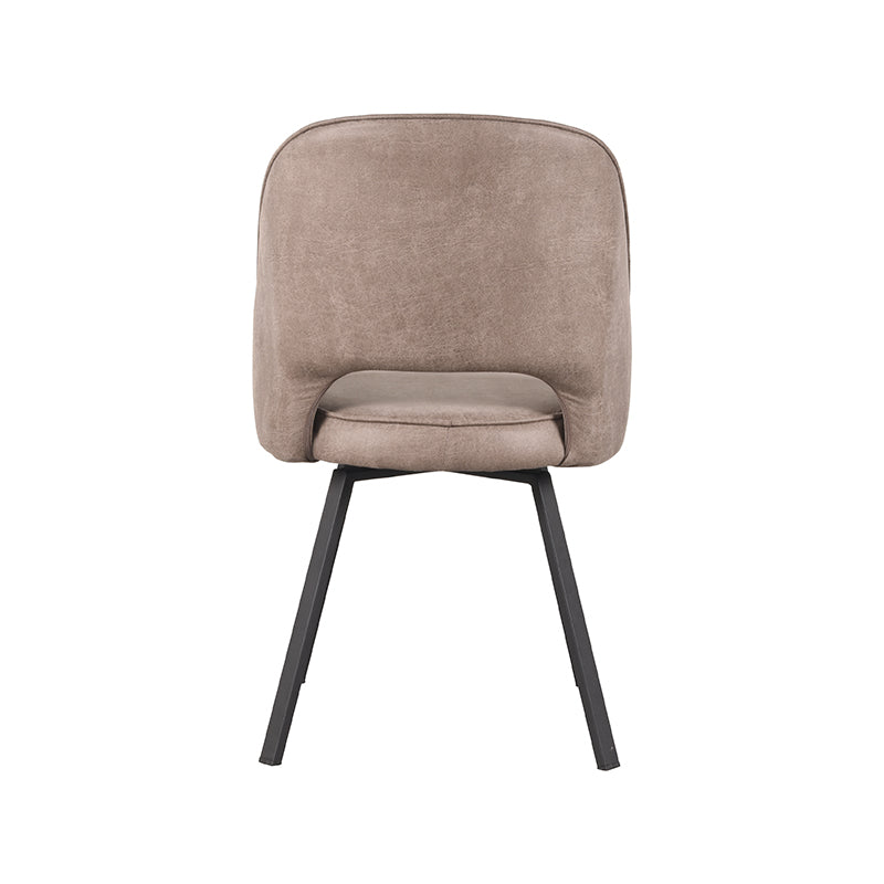 Eetkamerstoel Lewis - Taupe - Micro Suede - Zwart Metalen Frame