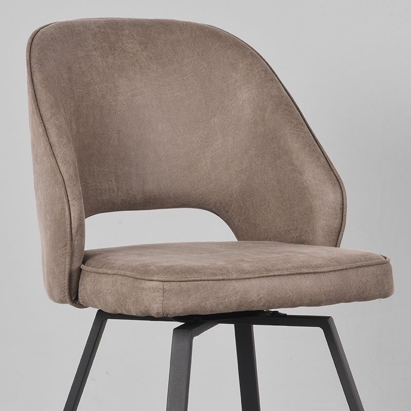 Eetkamerstoel Lewis - Taupe - Micro Suede - Zwart Metalen Frame