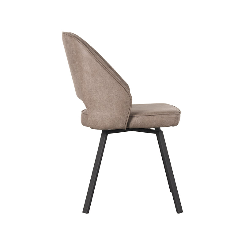 Eetkamerstoel Lewis - Taupe - Kunstleder - Zwart Metalen Frame