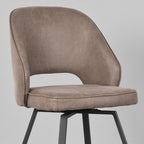 Eetkamerstoel Lewis - Taupe - Kunstleder - Zwart Metalen Frame