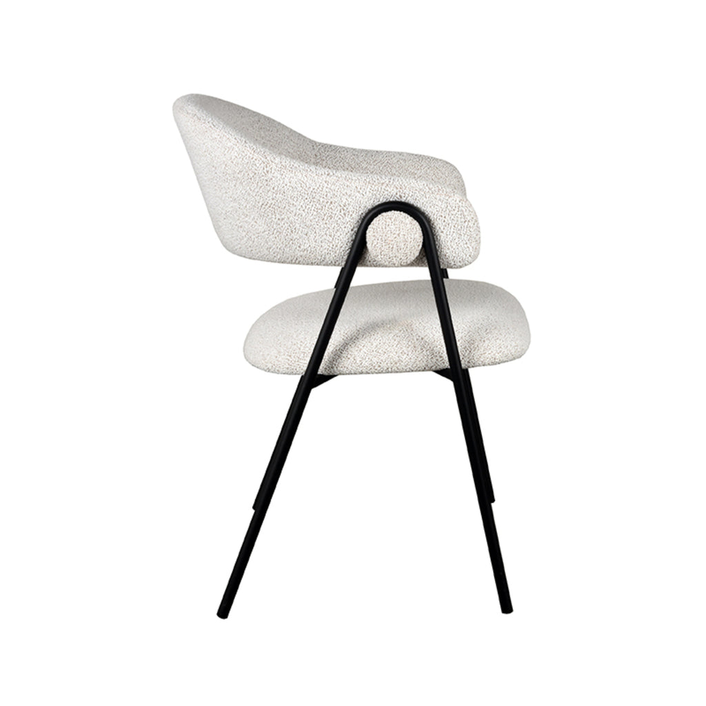 Eetkamerstoel Lowen - Champagne - Boucle - Zwart Metalen Frame