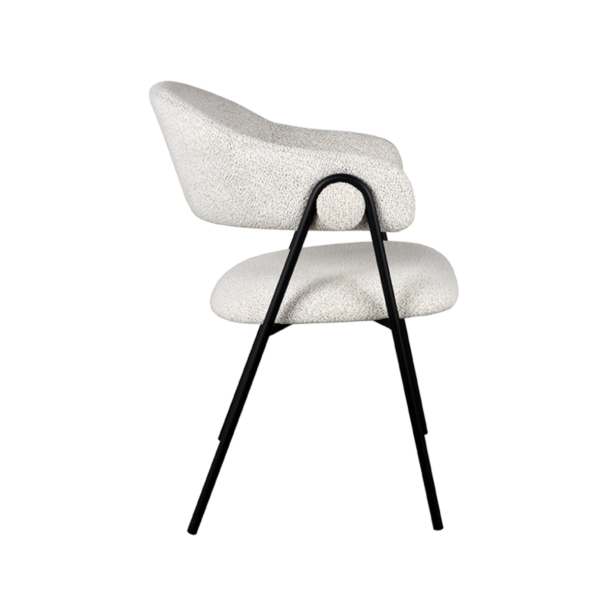 Eetkamerstoel Lowen - Champagne - Boucle - Zwart Metalen Frame