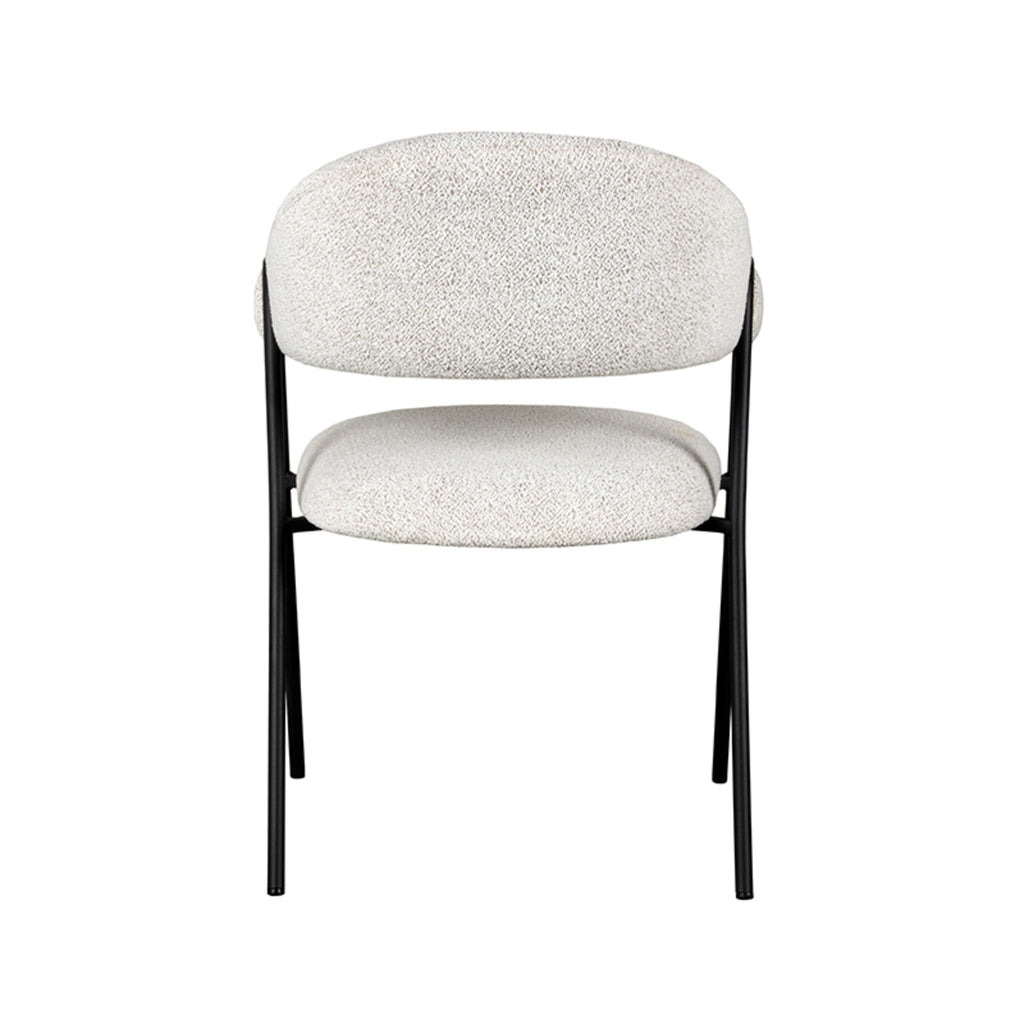 Eetkamerstoel Lowen - Champagne - Boucle - Zwart Metalen Frame