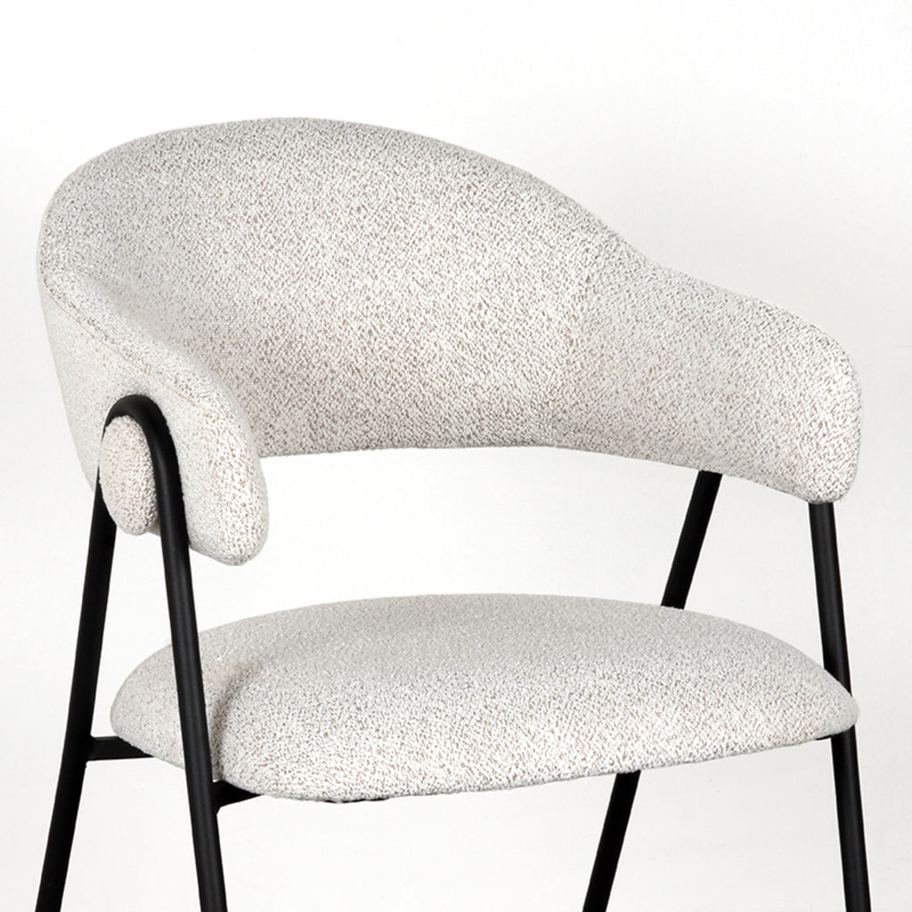 Eetkamerstoel Lowen - Champagne - Boucle - Zwart Metalen Frame