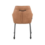 Eetkamerstoel Lenny - Cognac - Micro Suede - Zwart Metalen Frame