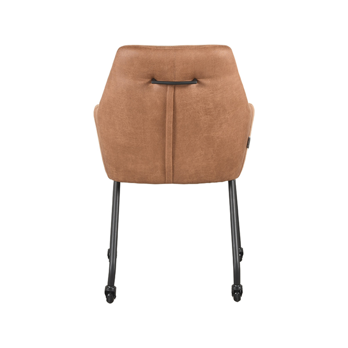 Eetkamerstoel Lenny - Cognac - Micro Suede - Zwart Metalen Frame