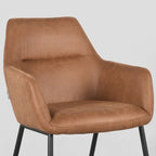 Eetkamerstoel Lenny - Cognac - Micro Suede - Zwart Metalen Frame
