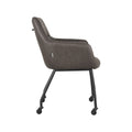 Eetkamerstoel Lenny - Antraciet - Micro Suede - Zwart Metalen Frame