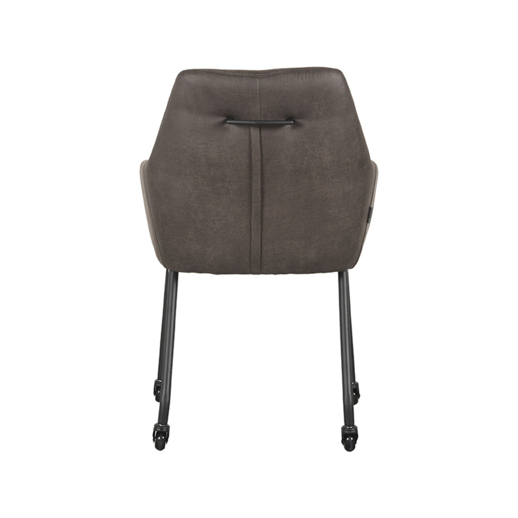 Eetkamerstoel Lenny - Antraciet - Micro Suede - Zwart Metalen Frame