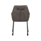 Eetkamerstoel Lenny - Antraciet - Micro Suede - Zwart Metalen Frame