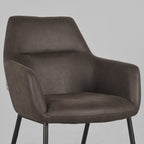 Eetkamerstoel Lenny - Antraciet - Micro Suede - Zwart Metalen Frame