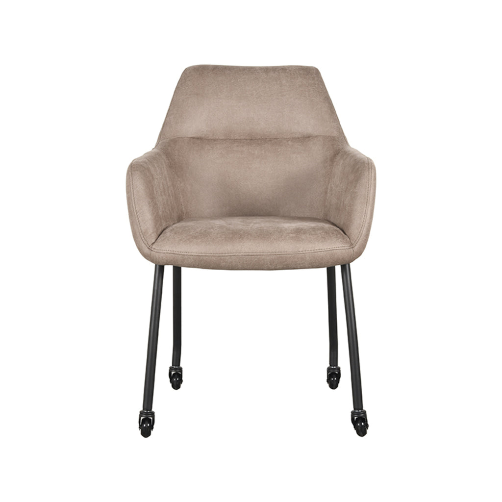 Eetkamerstoel Lenny - Taupe - Micro Suede - Zwart Metalen Frame