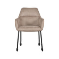 Eetkamerstoel Lenny - Taupe - Micro Suede - Zwart Metalen Frame