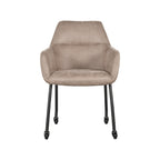 Eetkamerstoel Lenny - Taupe - Micro Suede - Zwart Metalen Frame
