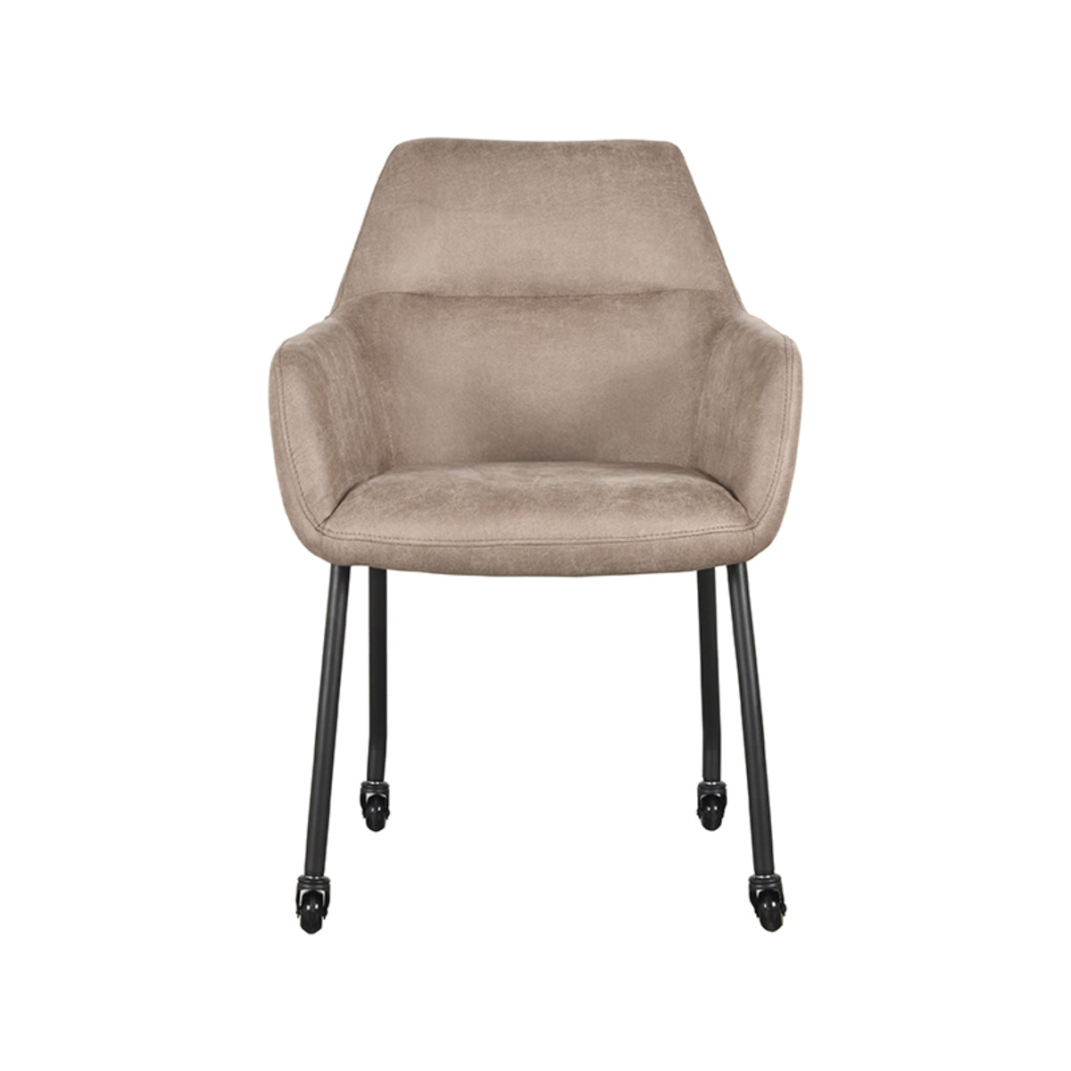 Eetkamerstoel Lenny - Taupe - Micro Suede - Zwart Metalen Frame