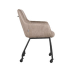 Eetkamerstoel Lenny - Taupe - Micro Suede - Zwart Metalen Frame