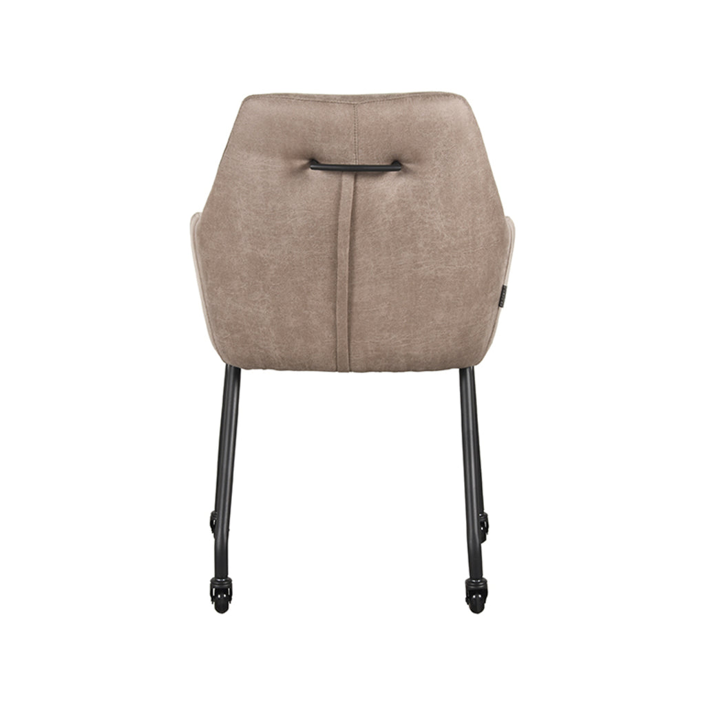 Eetkamerstoel Lenny - Taupe - Micro Suede - Zwart Metalen Frame