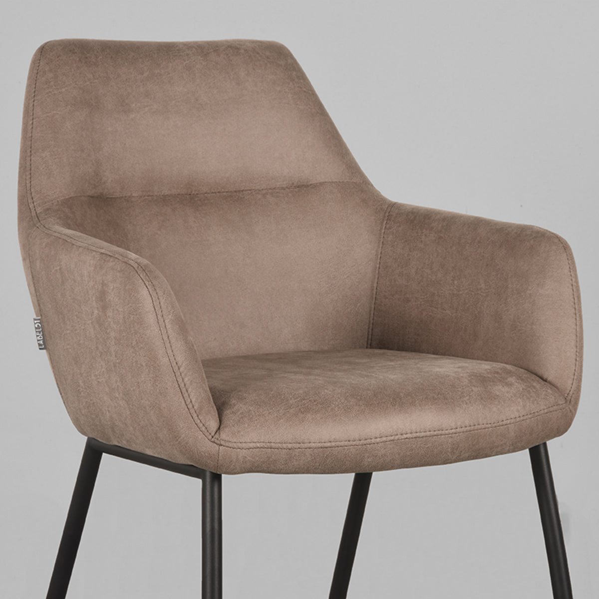 Eetkamerstoel Lenny - Taupe - Micro Suede - Zwart Metalen Frame