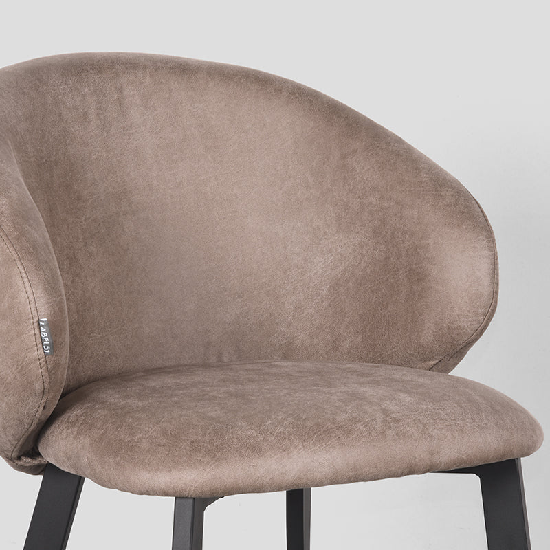 Eetkamerstoel Logan - Taupe - Micro Suede - Zwart Metalen Frame