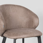 Eetkamerstoel Logan - Taupe - Micro Suede - Zwart Metalen Frame
