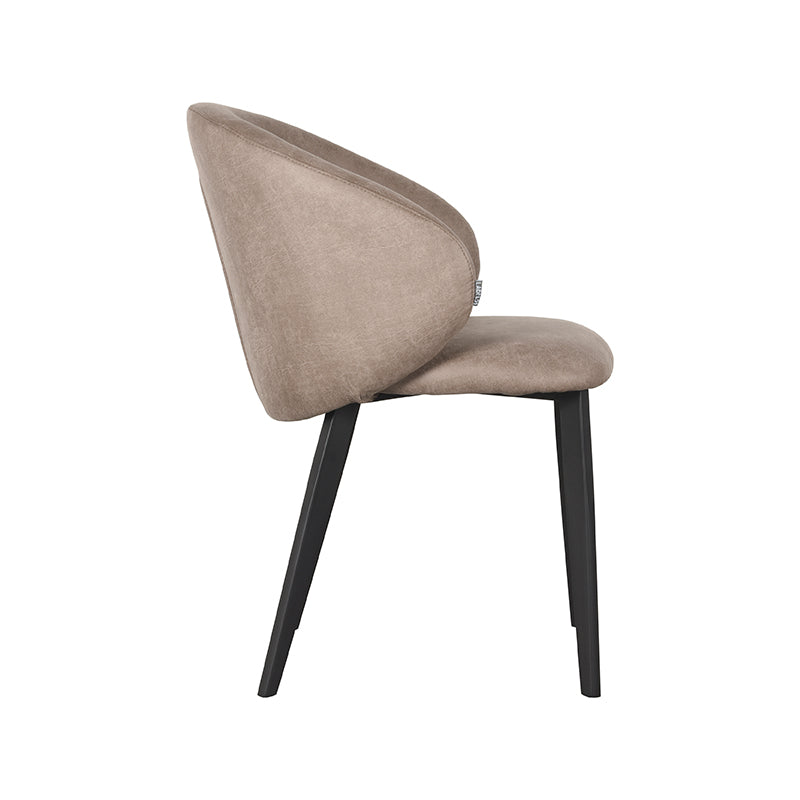 Eetkamerstoel Logan - Taupe - Kunstleder - Zwart Metalen Frame