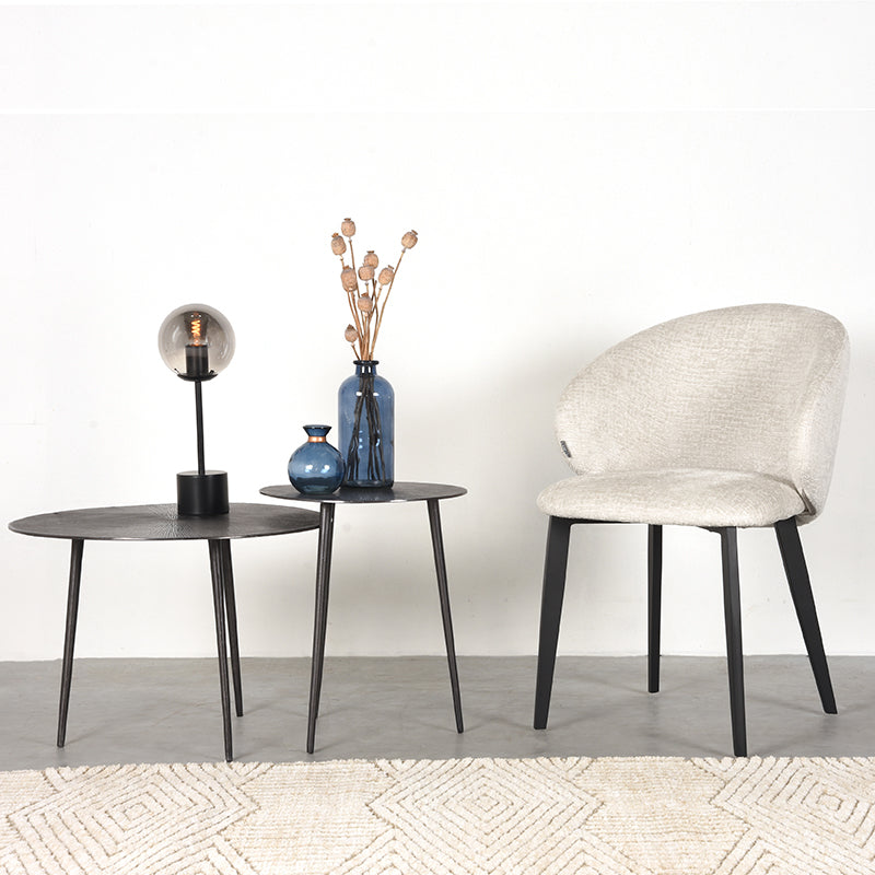 Eetkamerstoel Logan - Creme - Elegance - Zwart Metalen Frame