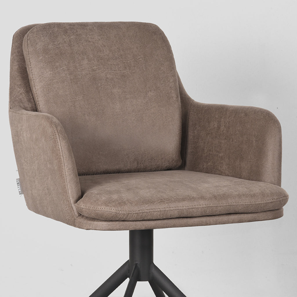 Eetkamerstoel Joy - Taupe - Micro Suede - Zwart Metalen Frame